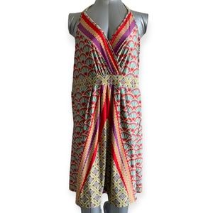 Yessica C&A Women Boho Hippie Multicolor Stretch Backless Dress Size XL